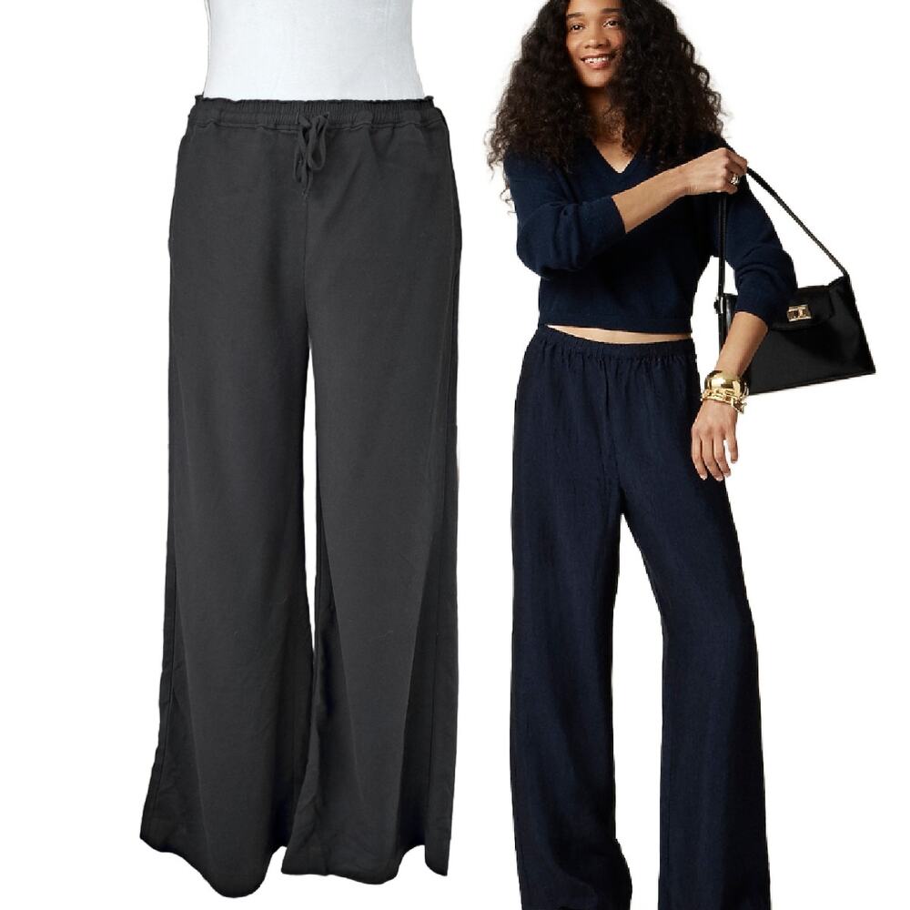 J CREW Stratus SuperWide Leg Pant in Black Ponte Sz 6 High Waist Business Casual